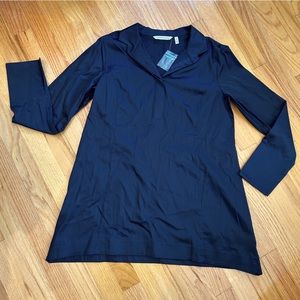 NWOT Soft Surroundings black collared long sleeve portia tunic blouse top sz s